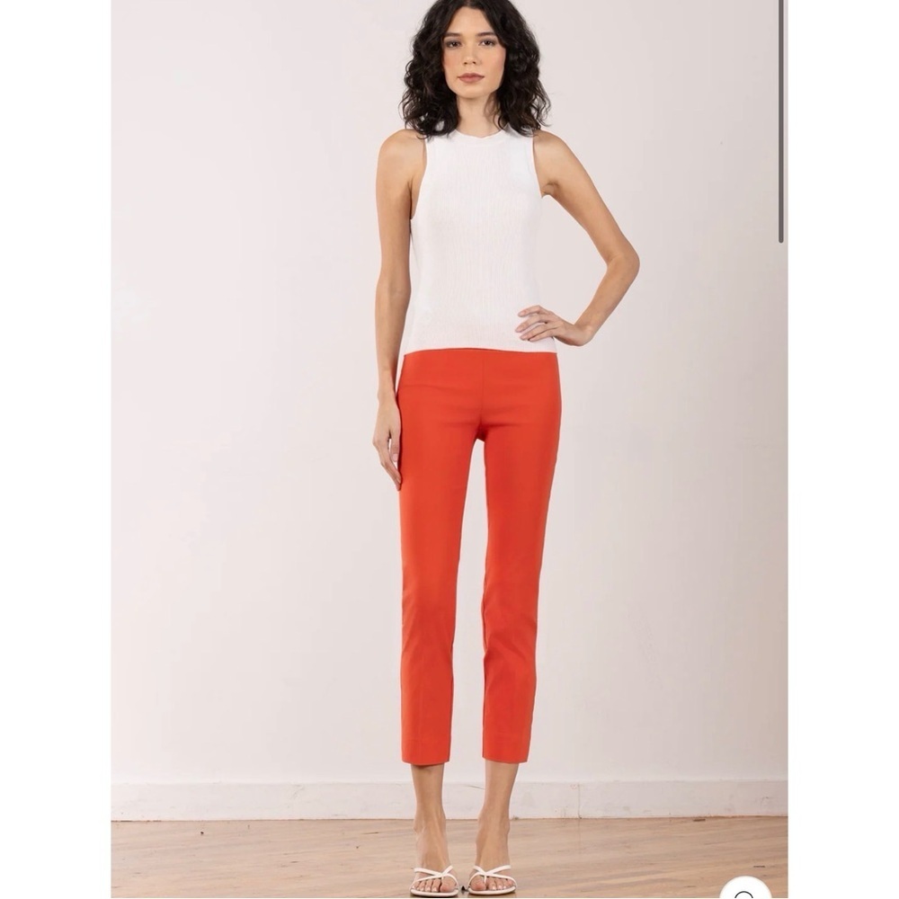 AVENUE MONTAIGNE Bridgette straight cropped pants coral orange fiesta size 4